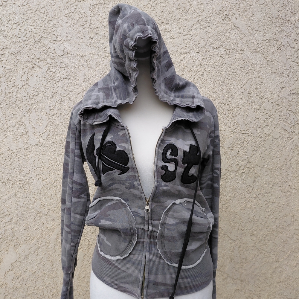LOST Y2K Zip Gray/Black Women's Hoodie